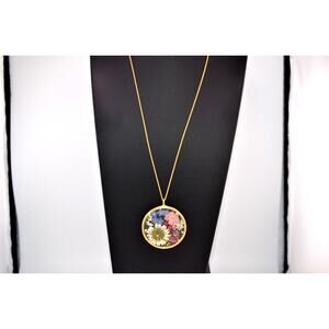 Catherine Weitzman Dried Flowers Pendant Long Necklace